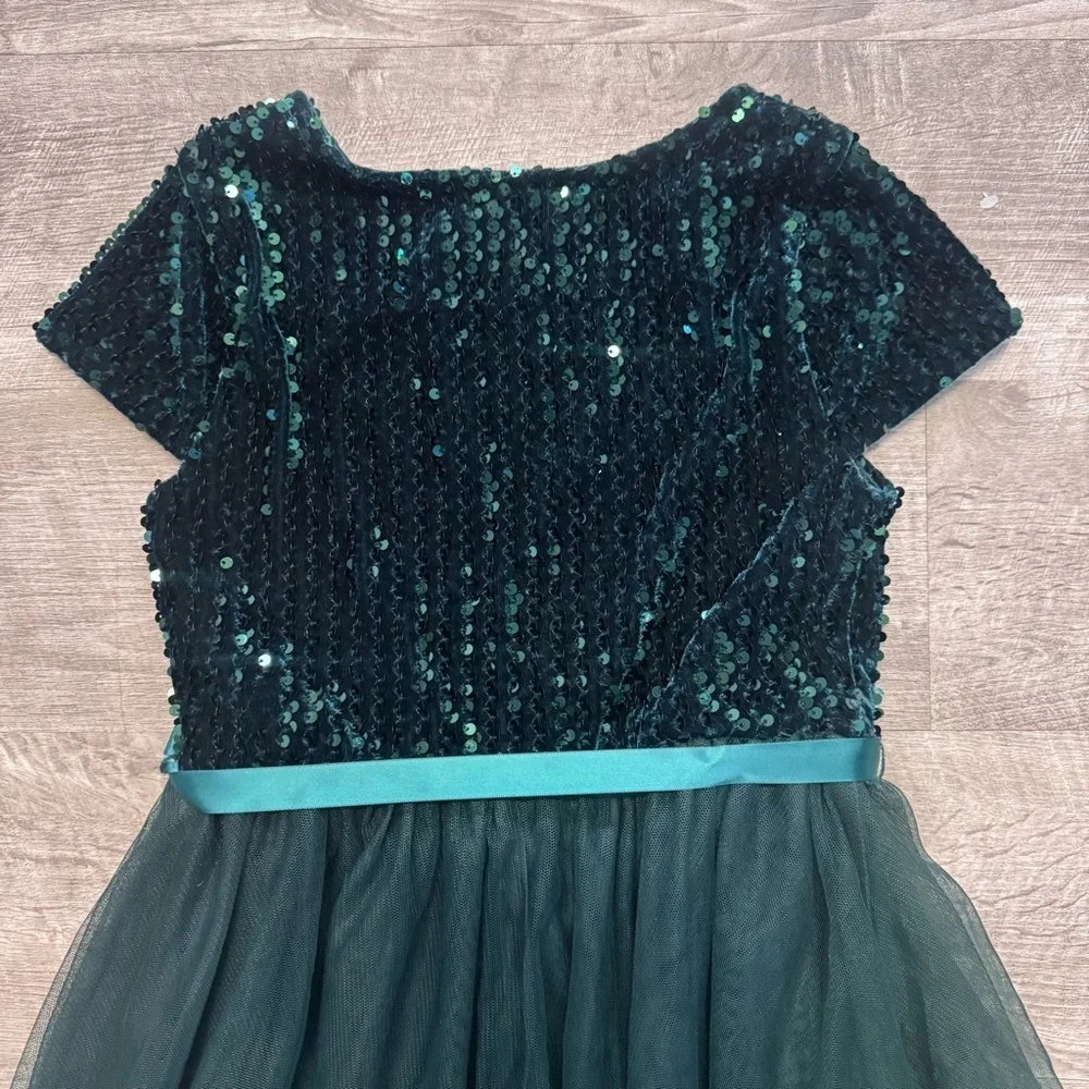 Speechless Short Sleeve Green Sequin Bodice Tulle Skirt Party Dress Girls Sz. 8